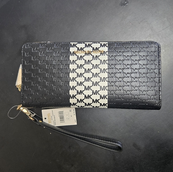 NWT Michael Kors womens jet set Continental black full zip wallet - Picture 3 of 10